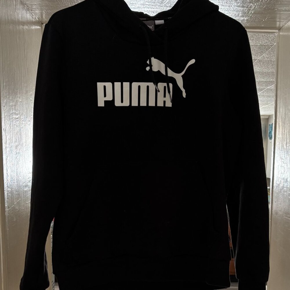 Puma Black Sweatshirt with White PUMA logo - Boys Size L NEW